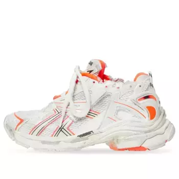 Кроссовки runner sneakers 'white fluo orange mesh and nylon' Balenciaga, белый
