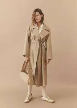 Кроссовки с кожаными вставками MANGO, бежевый