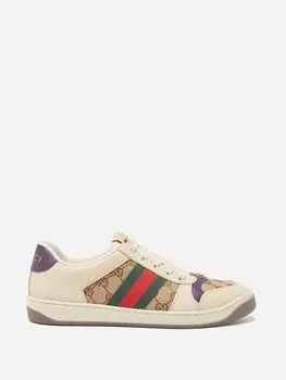 Кроссовки screener из кожи и парусины gg-supreme Gucci, белый