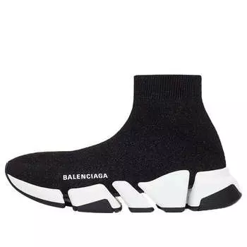 Кроссовки speed 2.0 sneakers 'black shiny knit with white sole unit' Balenciaga, черный