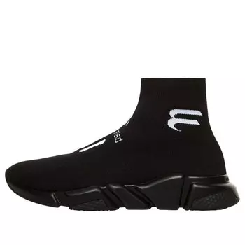 Кроссовки speed lt soccer sponsor logo sneakers 'black knit' Balenciaga, черный