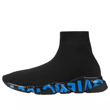 Кроссовки speed sports shoes black/blue Balenciaga, черный