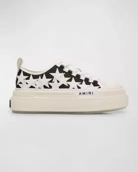 Кроссовки Stars на платформе из парусины Amiri, цвет Black White