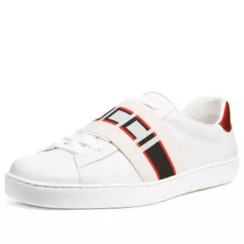 Кроссовки stripe leather sneaker Gucci, белый