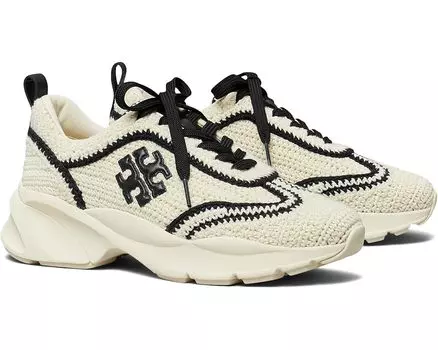 Кроссовки Tory Burch Good Luck Crochet Trainer, цвет New Ivory/Perfect Black