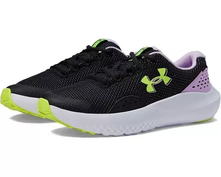 Кроссовки Under Armour Kids Surge 4 Sneakers, цвет Black/Purple Ace/High-Vis Yellow