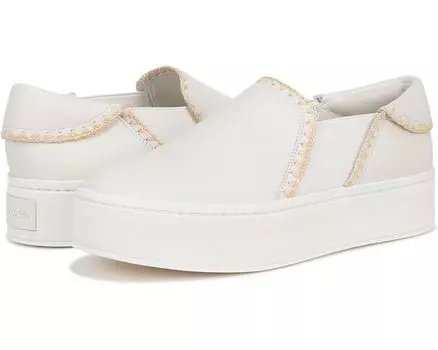 Кроссовки Vince Warren Slip-On Platform Sneakers, цвет White/Raffia