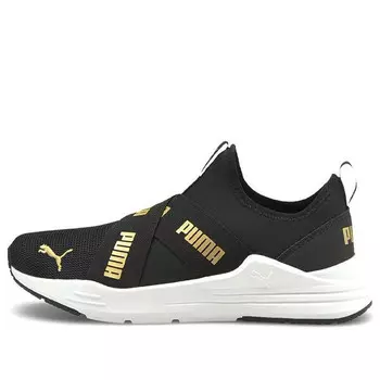 Кроссовки wired run slip-on 'black team gold' Puma, черный