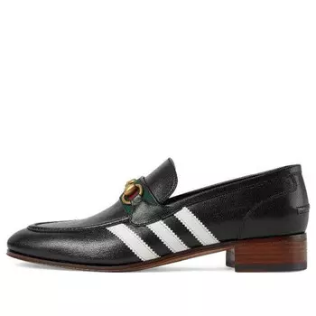 Кроссовки x adidas loafer 'black leather' Gucci, черный