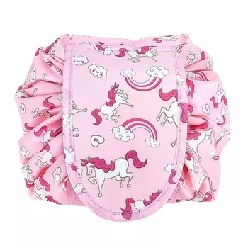Круглая косметичка One Step на шнурке, Rose White Horses Intirilife, цвет розовый