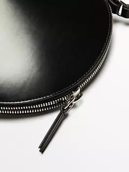 Круглая сумка через плечо из кожи наппа Massimo Dutti, черный