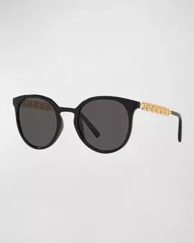 Круглые солнцезащитные очки Interlocking DG из пластика и металла Dolce&Gabbana, цвет Black