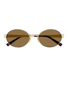 Круглые солнцезащитные очки Saint Laurent, цвет Gold & Brown