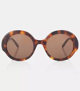 Круглые тонкие оверсайз солнцезащитные очки Loewe, Dark Havana/Brown