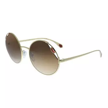 Круглые женские солнцезащитные очки Bvlgari BV 6159 278/13, цвет pale gold
