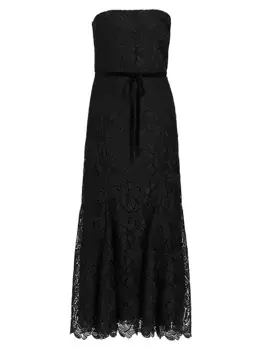 Кружевное платье миди Elaine Ml Monique Lhuillier, черный