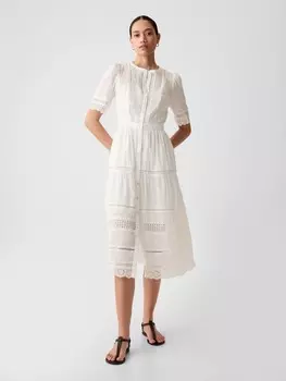 Кружевное платье миди Gap, белый