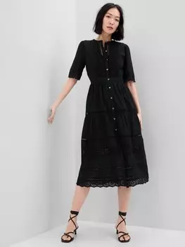 Кружевное платье миди Gap, черный