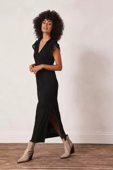 Кружевное платье миди с рюшами Mint Velvet, черный
