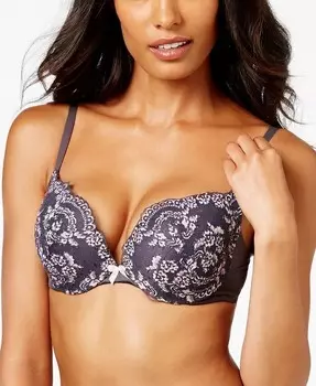 Кружевной бюстгальтер на косточках Love the Lift Push Up с глубоким вырезом DM9900 Maidenform, серый