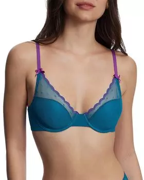 Кружевной бюстгальтер с фестонами в горошек Siren Skarlett Blue, синий