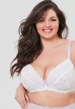 Кружевной бюстгальтер с глубоким вырезом на косточках в тон Oola Lingerie, белый
