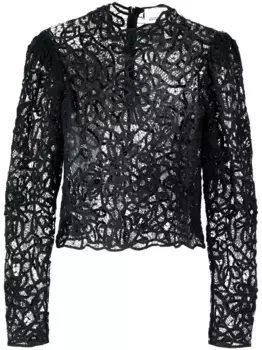 Кружевной топ Neline с длинными рукавами ISABEL MARANT, черный