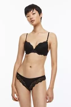 Кружевные трусы бразилиана, 2 шт. H&amp;M, черный
