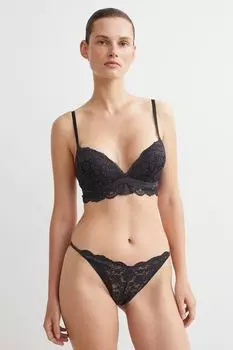 Кружевные трусы бразилиана, 2 шт. H&amp;M, темно-серый/белый