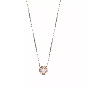 Кулон с цепочкой Tiffany & Co. Diamond And Monther Of Pearl Circle, розовое золото