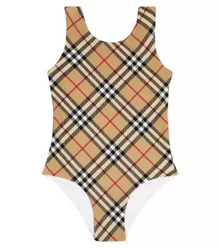 Купальник burberry в клетку Burberry Kids, бежевый