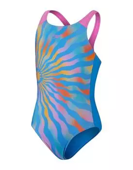 Купальник Digital Placement Pulseback - Синий/Желтый Speedo, синий