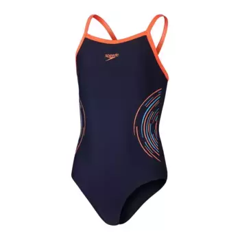 Купальник для девочек Для девочек Plastisol Placement Thinstrap Muscleback Speedo, синий