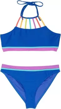Купальник Hobie Kids Smiles For Miles High Neck Strappy Bralette and Hipster, цвет Sea Blue