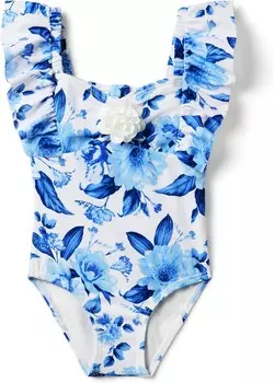 Купальник Janie and Jack Girls Floral Onepiece, синий