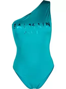 Купальник на одно плечо с логотипом BALMAIN, синий