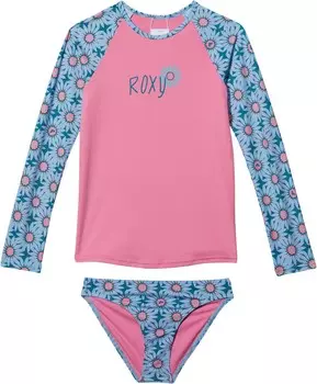 Купальник Roxy Kids Bold Florals Long Sleeve Rashguard Set, цвет Crystal Teal Sol Flower