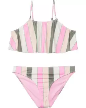 Купальник Roxy Kids Very Vista Flutter Swimsuit Set, цвет Agave Green Very Vista Stripe