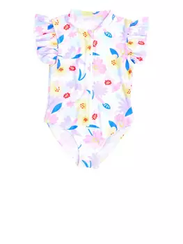 Купальник с цветочным принтом SOLISWIM KIDS, белый