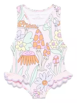 Купальник с цветочным принтом Stella McCartney Kids, розовый