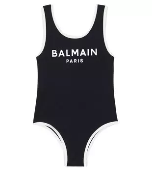 Купальник с логотипом Balmain, белый