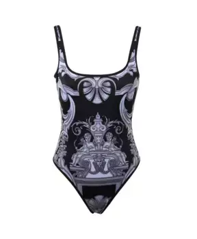 Купальник с принтом Versace, черный