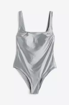 Купальник с высоким вырезом H&M, серебряный