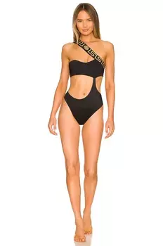 Купальник VERSACE One Shoulder, черный