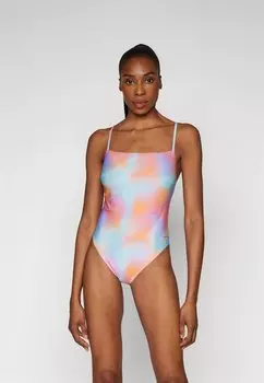 Купальник WOMENS PRINTED ADJUSTABLE THINSTRAP PIECE Speedo, цвет marine blue/pumpkin spice/funny pink/cupid coral