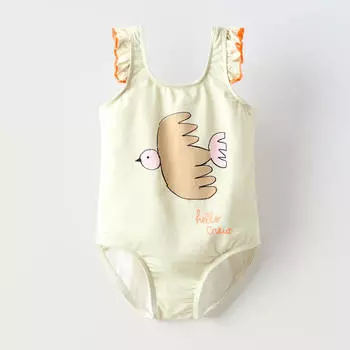 Купальник Zara Summer Camp Bird, светло-бежевый