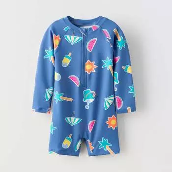 Купальник Zara Summer Camp Printed, синий
