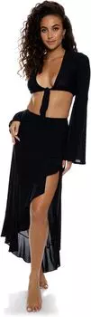 Купальный топ Luli Fama Cosita Buena Bell Sleeve Crop Top, черный