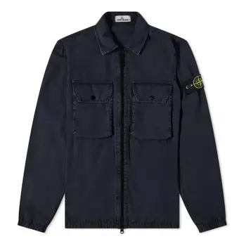 Куртка 2 pocket brushed cotton shirt jacket 'navy' Stone Island, синий