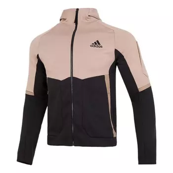Куртка Adidas Contrasting Colors Athleisure Casual Sports Hooded Colorblock, Черный/Бежевый